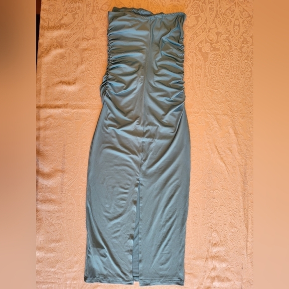 SHEIN Blue Maxi Dress With Ruching and Rosette, Size Small - Picture 11 of 14